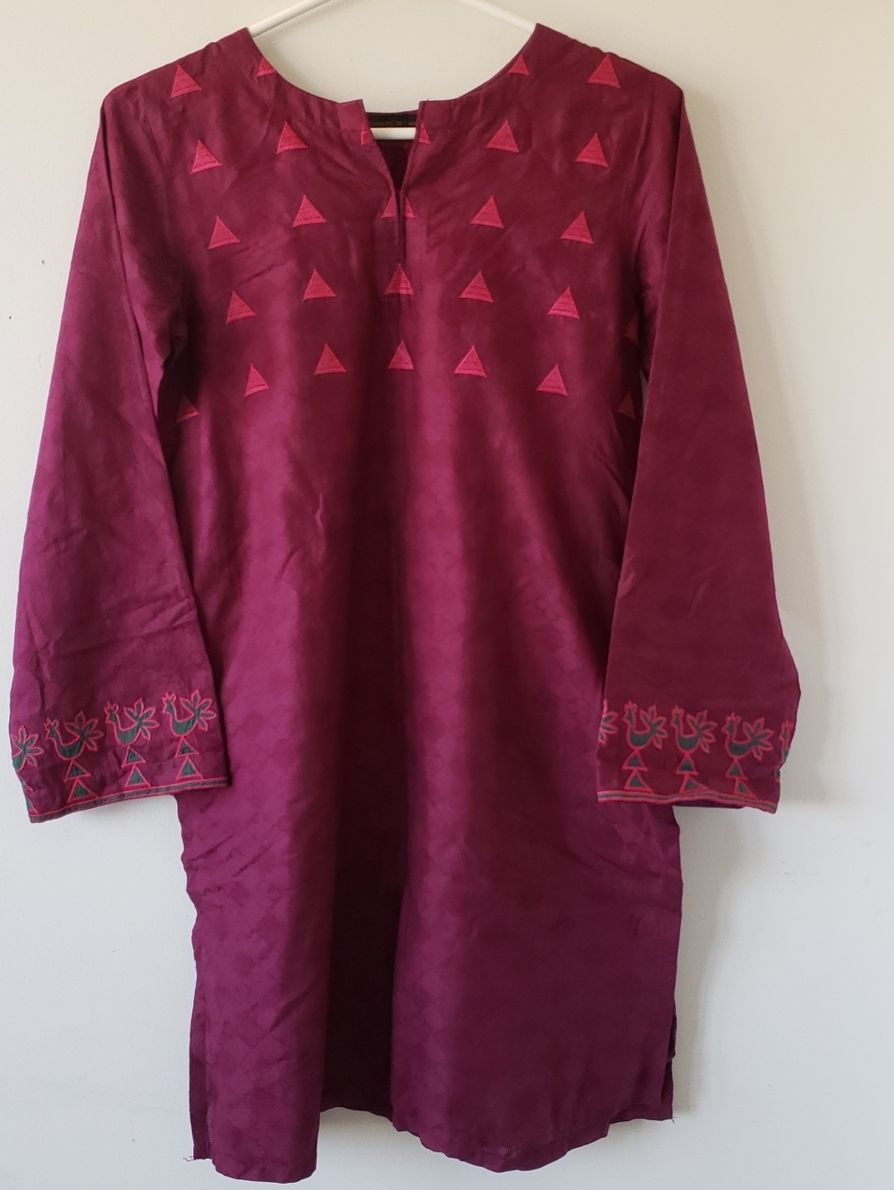 Embroidered Burgundy Kurta/ Tunic Top